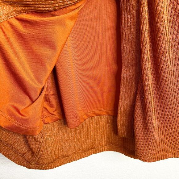 Privacy Please Kayleigh Pull-On Midi Skirt In Rust Metallic NWT Size Medium - Picture 6 of 10
